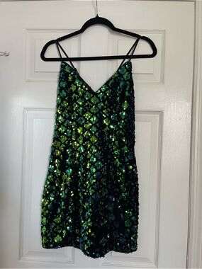 Sequin Cocktail Dress Green and Blue Dress